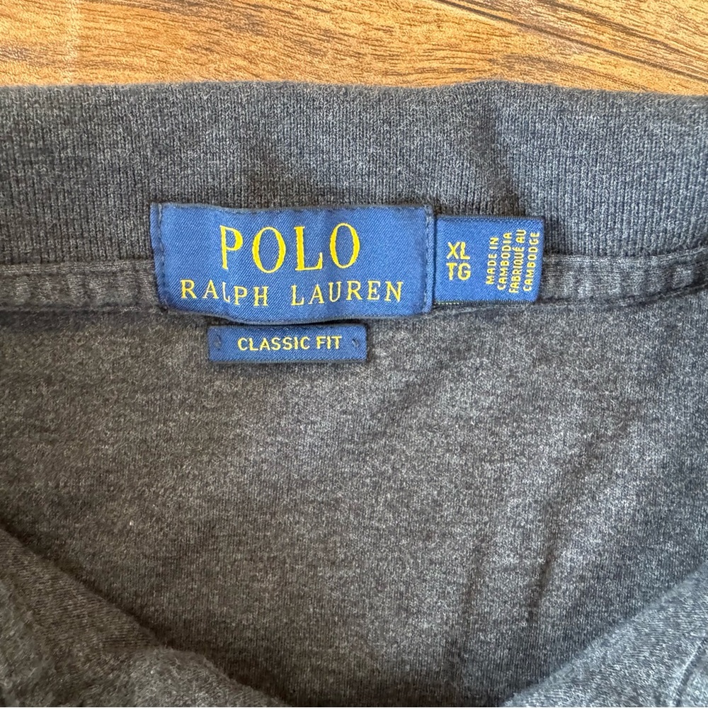 Polo Ralph Lauren Classic Fit Polo Shirt XL Gray Blue Pony Logo - Picture 2 of 3